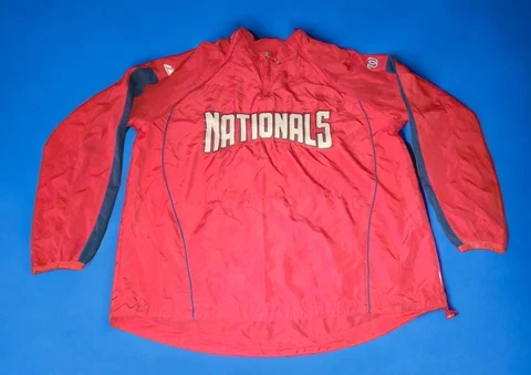 MLB Washington Nationals Majestic Stitched Logo XL 1/4 Zip Pullover Jacket Cover