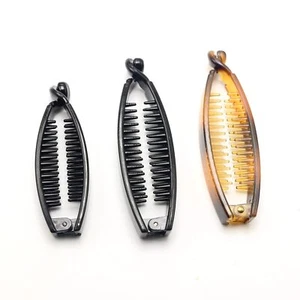 6 Stck. Mode Schwarz Kunststoff Banane Fisch Clips Haarkralle Pferdeschwanz Halter 3,2" 4" - Bild 1 von 15