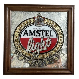 Vintage Imported Amstel Light Bier Holland Man Cave Glass Beer Mirror Beer - Picture 1 of 5
