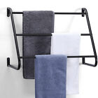 Wall Towel Rack 3 Tier Bathroom Black Towel Holder with Hooks Towel Blanket Bar