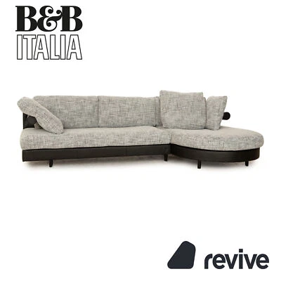 B&B Italia Sity Fabric Sofa Black Gray Corner Couch Reupholstery - Image 1 of 4