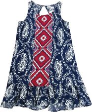 Epic Threads Girls Geo-Print Sleeveless Dress Blue Med 54-56" 63-74LBS $42