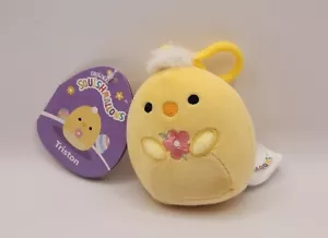 2024 Kelly Toys Squishmallow Easter Triston The Chick 3.5” Clip Keychain NWT - Picture 1 of 2