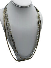Ann Taylor LOFT Gold Tone faceted Crystal multi-chain Necklace 31”