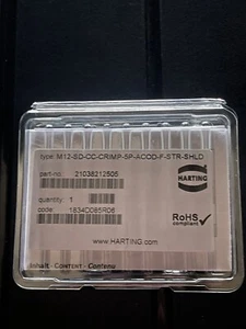 Pack Of 10 Harting M12-SD-CC-CRIMP-5P-ACOD-F-STR-SHLD Connector - Picture 1 of 2