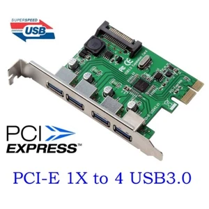 4 USB 3.0 Port SuperSpeed PCI Express Controller Card Adapter 15-pin SATA Power - Picture 1 of 6