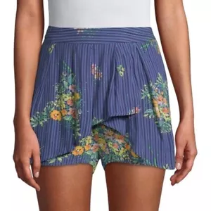 Free People Floral Stripe Lasting Lagoon Flowy Shorts Size Medium New - Picture 1 of 7