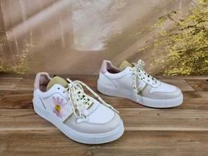 Alba Moda Schuhe Sneaker Damen Größe 35 Mädchen Teenager Weiß Rosa Gelb Schnürer - Bild 1 von 6