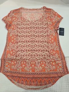 Women's Lucky Brand Bohemian Pinks & Cream Summer Top - Size M NEW - Picture 1 of 7