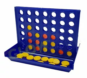 MINI TRAVEL 4 IN A ROW FOUR QUAD CONNECT BOARD GAME HOLIDAY FOLDING KIDS TOY FUN - Picture 1 of 7