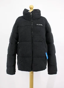 COLUMBIA PUFFECT SHERPA WOMENS FLUFFY PUFFER JACKET BLACK RRP £150 EG - Picture 1 of 7