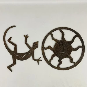 De colección Desierto Temática Lagarto Sol Metal Arte Oxidado Hecho en Casa Suroeste Decoración - Imagen 1 de 10