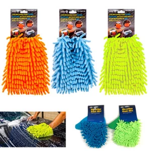 Set of 2 Chenille Mitts Microfiber Cleaning Gloves for Car Wash Dusting and - Picture 1 of 1