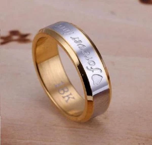 18k Gold Plated Forever Love Wedding Band Ring Size 10 (6mm) - Picture 1 of 1