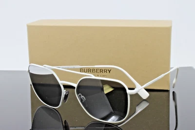 Gafas de sol Burberry Pilot BE3107 12916G blancas 56 mm lentes espejadas NUEVAS auténticas  Foto 1 de 4