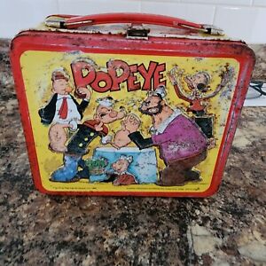 ORIGINAL 1980 POPEYE ALADDIN METAL LUNCHBOX WITHOUT THERMOS