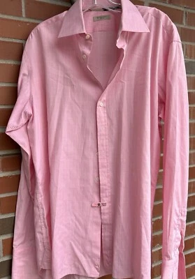 Burberry London Mens Pink Plaid Cotton Dress Shirt 17.5/44 - Image 1 of 4