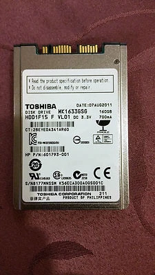 New Bulk, MK1633GSG Toshiba  1.8" 160GB HDD  Hp Elitebook, HP 601793-001 - Image 1 of 2