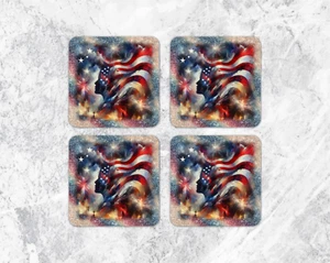 Patriotic 3, Coasters, 4x4", 4mm thick, neoprene, non-slip, sturdy, (4sq169) - Picture 1 of 1