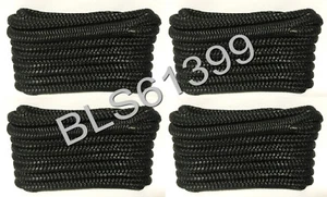 Juego de (4) cuerdas negras doble trenzadas de 1/2" in x 20' ft HD barco línea de muelle marino - Imagen 1 de 10