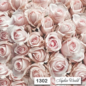 (1302) ZWEI individuelle Papier Luncheon Decoupage Servietten - PASTELL ROSEN ROSA BLUME - Bild 1 von 1