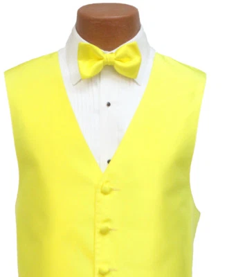 Bright Yellow Mens Fullback Formal Tuxedo Vest & Tie Set Joker Halloween Costume - Image 1 of 4
