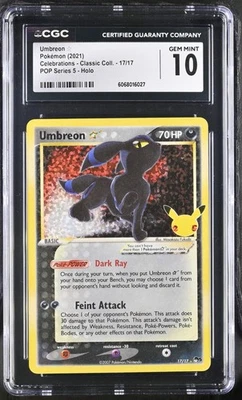CGC 10  Gold Star Umbreon 17/17 Celebrations Classic Collection Pokemon Gem Mint - Image 1 of 3