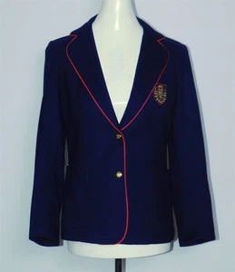 Vintage 1960s BRYN MAWR Military Patch Navy Blue Wool Blended Jacket Size 7 - Picture 1 of 11