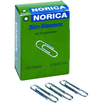 Büroklammern mit Kugelenden 32 mm glatt verzinkt 100 Stück NORICA 2225 (40077350
