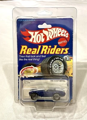 1980's Hot Wheels Real Riders Classic Cobra Blue w/ Grey Hubs MOC - Image 1 of 4