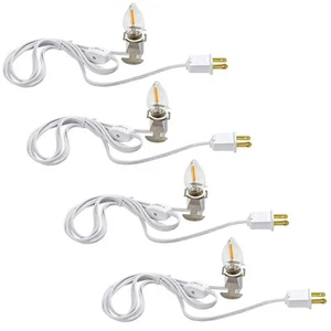 Accessory Cord with One Led Light Bulb Blow Mold Light C7 Lamp Set of 4 6Ft - Picture 1 of 7