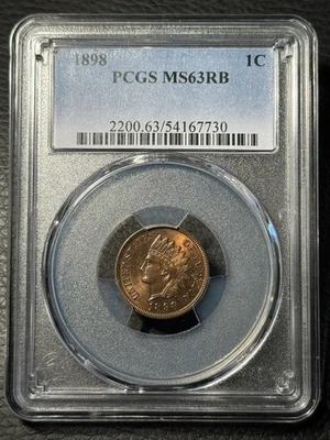 1898 Indian Head Penny PCGS MS63RB - Imagem 1 de 4