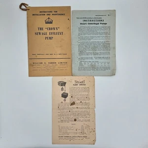 Stuart Turner & Crown Pump Manuals 1960s + Float Switch Sheet Vintage Set - Picture 1 of 9
