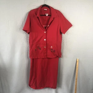 Vintage Cactus California Dress Set Womens Large Artsy Fish Pocket Jacket USA 90 - Picture 1 of 18