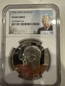 1776 1976 S $1 NGC PF68 Proof Silver Eisenhower Dollar Bicentennial Ike - Picture 1 of 3