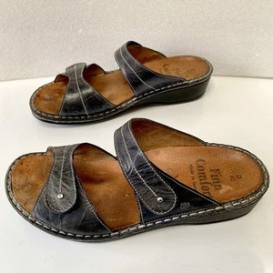 Finn Comfort Gray Leather Rhinestone Slide Sandals Women’s US 9 D/EU 40 Germany - Picture 1 of 11