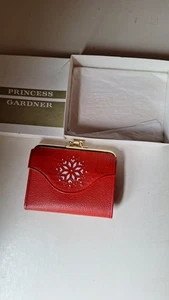 Vintage Prinz Gardner rot Leder BiFold Clutch Geldbörse Münzbörse Prinzessin - Bild 1 von 3