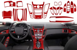 31pcs For Cadillac CTS 2008-2013 Red Carbon Fiber Whole Interior Trim Set NEW - Picture 1 of 12