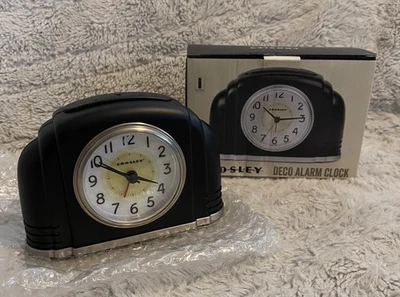 Open Box Retro Analog Alarm Clock Crosley Art Deco Sweep Non-Ticking Automatic - Image 1 of 4