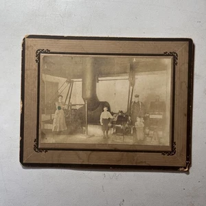 Antike Kabinettkarte Familie mit Dampfmaschinenmaschinen Anfang 1900 Fabrik - Q5 - Bild 1 von 9