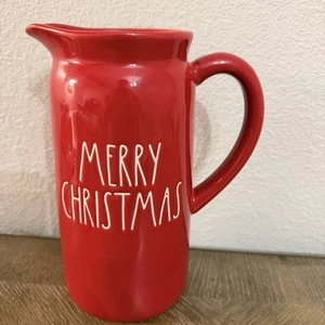 Rae Dunn Magenta "Merry Christmas" Pitcher Red NEW UNUSED - Picture 1 of 5