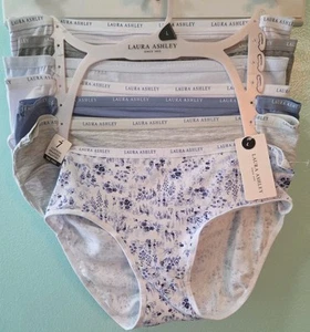 NWT Laura Ashley 7 PAIRS SZ Large Cotton Spandex Panties Assorted Tagless L59540 - Picture 1 of 11