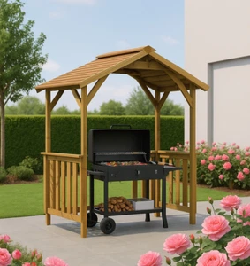 Kiefer Imprägniert Grillpavillon Pavillon Grillzelt Grill Überdachung BBQ Holz - Bild 1 von 9