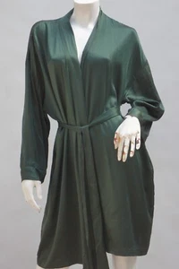 Victoria Secret Green Silk Dressing gown Robe Kimono Duster Lingerie Peignoir We - Picture 1 of 6