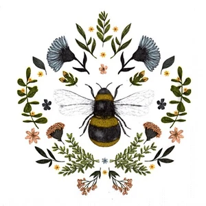 Serviettes en papier abeille insecte&fleurs.Paper napkins bee insect and flowers - Picture 1 of 1
