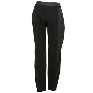 EILEEN FISHER Black Stretch Cotton Denim Waxed Panel Jean Leggings 8 - Picture 1 of 3