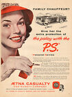 1953 vintage AD AETNA Car Insurance   Art pretty girl nice AD 043017