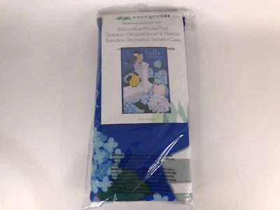 Evergreen decorative house flag - hello friends 28in x 44in blue - Image 1 of 3