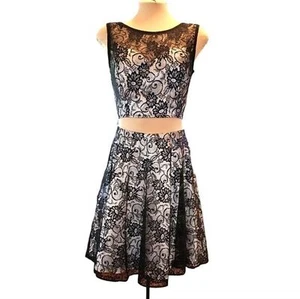 Ally's Collection NWT 2 Piece Black and Ivory Lace Overlay Party Dress Size XL - Picture 1 of 10