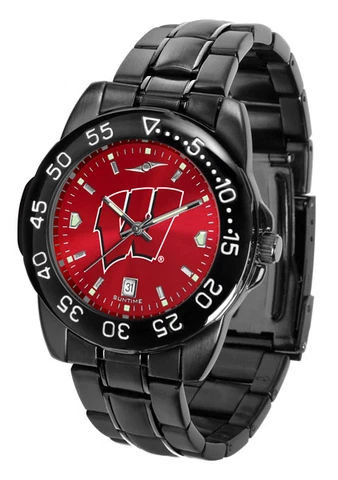 Wisconsin Badgers Licensed Ncaa Men Fantom Anochrome Watch and Dog Tag Cover